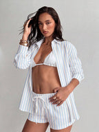 Conjunto Camisa Chiffon Listrada com Shorts