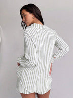Conjunto Camisa Chiffon Listrada com Shorts