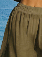 Conjunto Cropped Manga Ampla Saia Longa Fenda