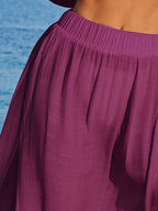 Conjunto Cropped Manga Ampla Saia Longa Fenda