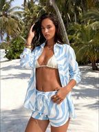 Conjunto Camisa Chiffon Listrada com Shorts