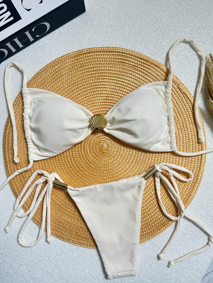 Biquíni Detalhe de Concha Amarração Lateral Boho