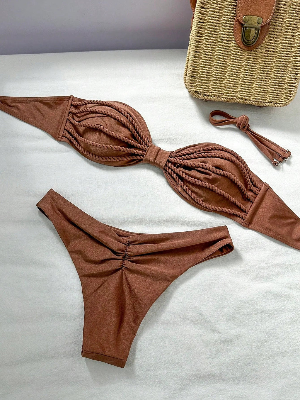 Biquíni Bralette Efeito Enrugado Frente Única