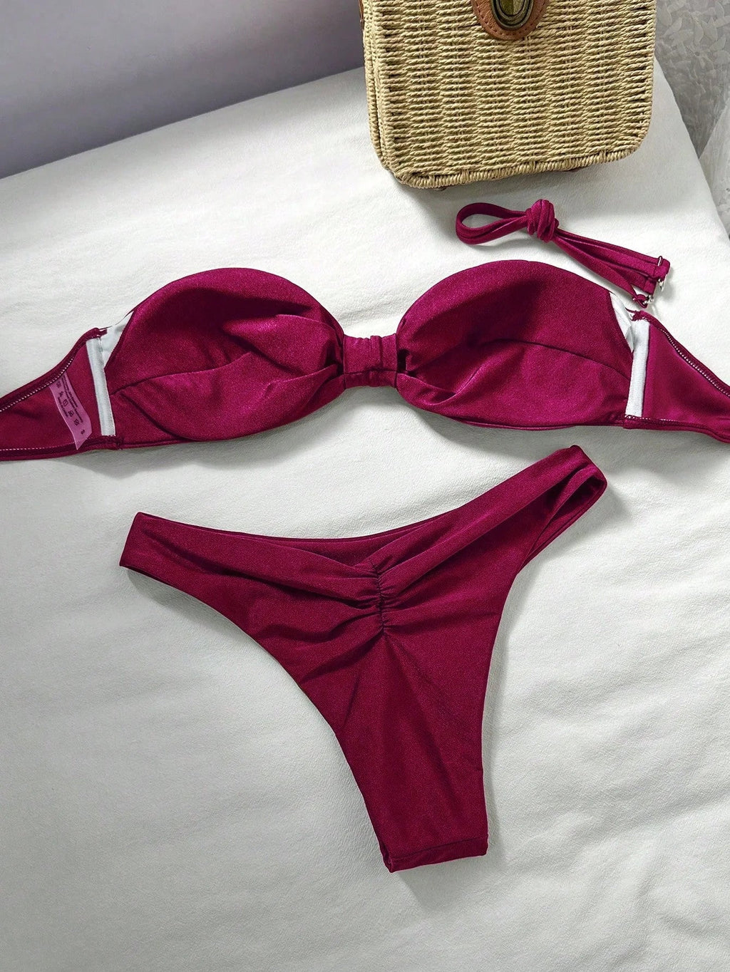 Biquíni Bralette Efeito Enrugado Frente Única