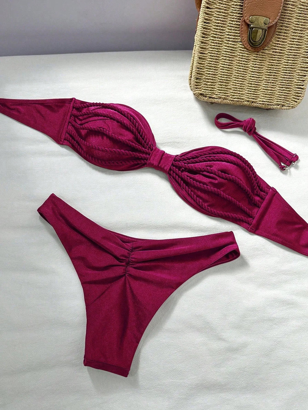 Biquíni Bralette Efeito Enrugado Frente Única