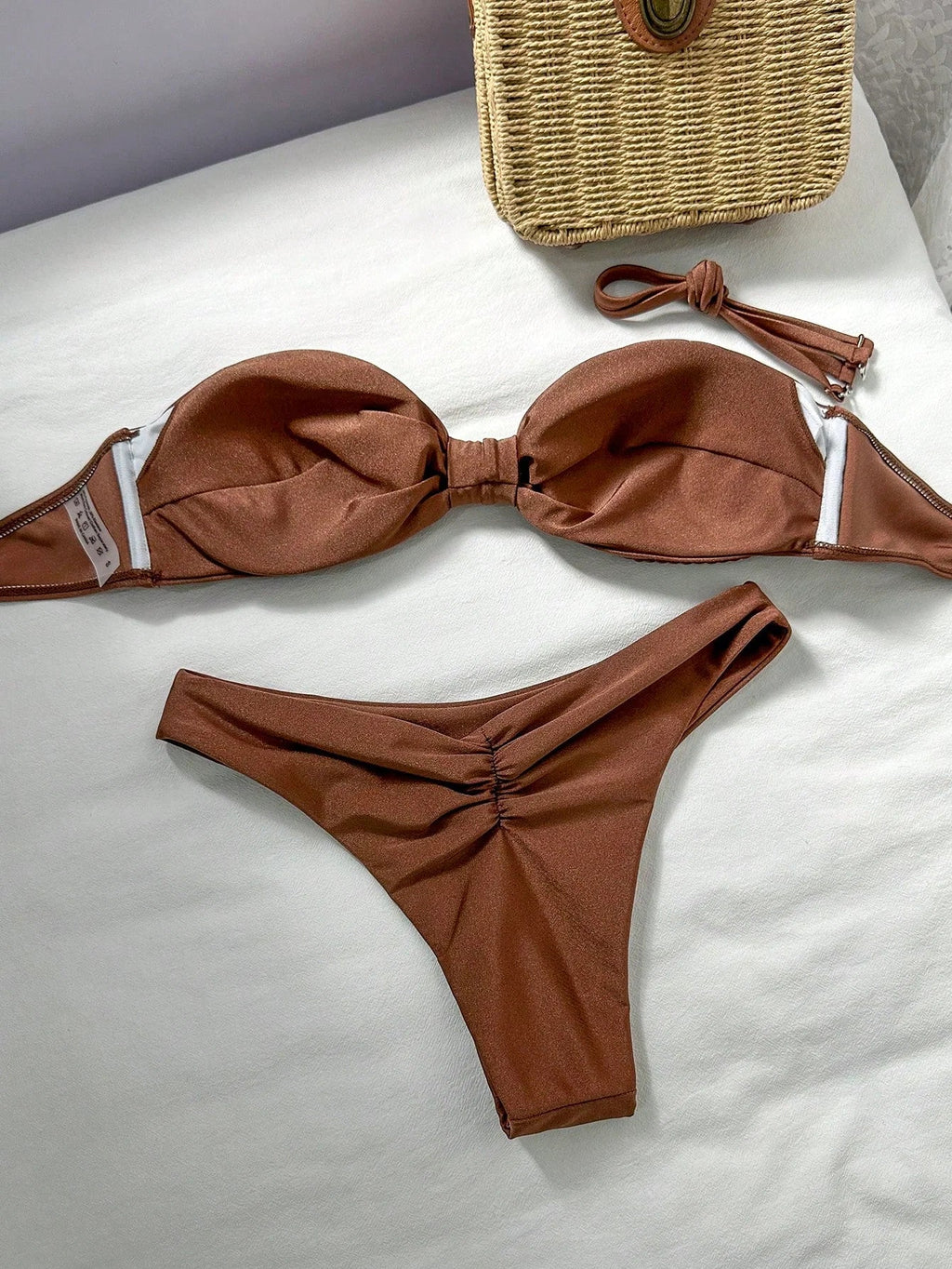 Biquíni Bralette Efeito Enrugado Frente Única