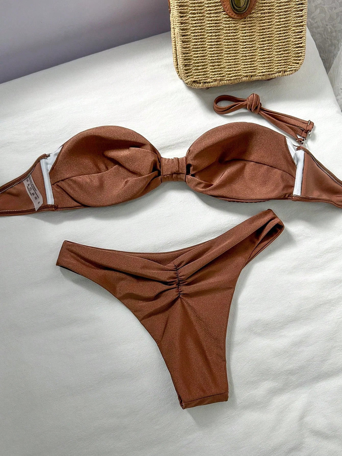 Biquíni Bralette Efeito Enrugado Frente Única