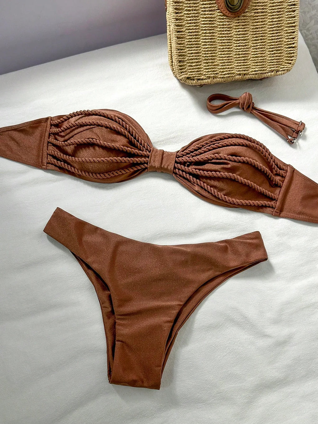 Biquíni Bralette Efeito Enrugado Frente Única