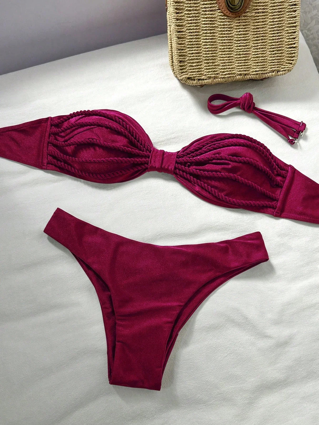 Biquíni Bralette Efeito Enrugado Frente Única
