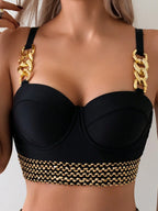 Biquíni Decote Quadrado Push-Up Bloco de Cores