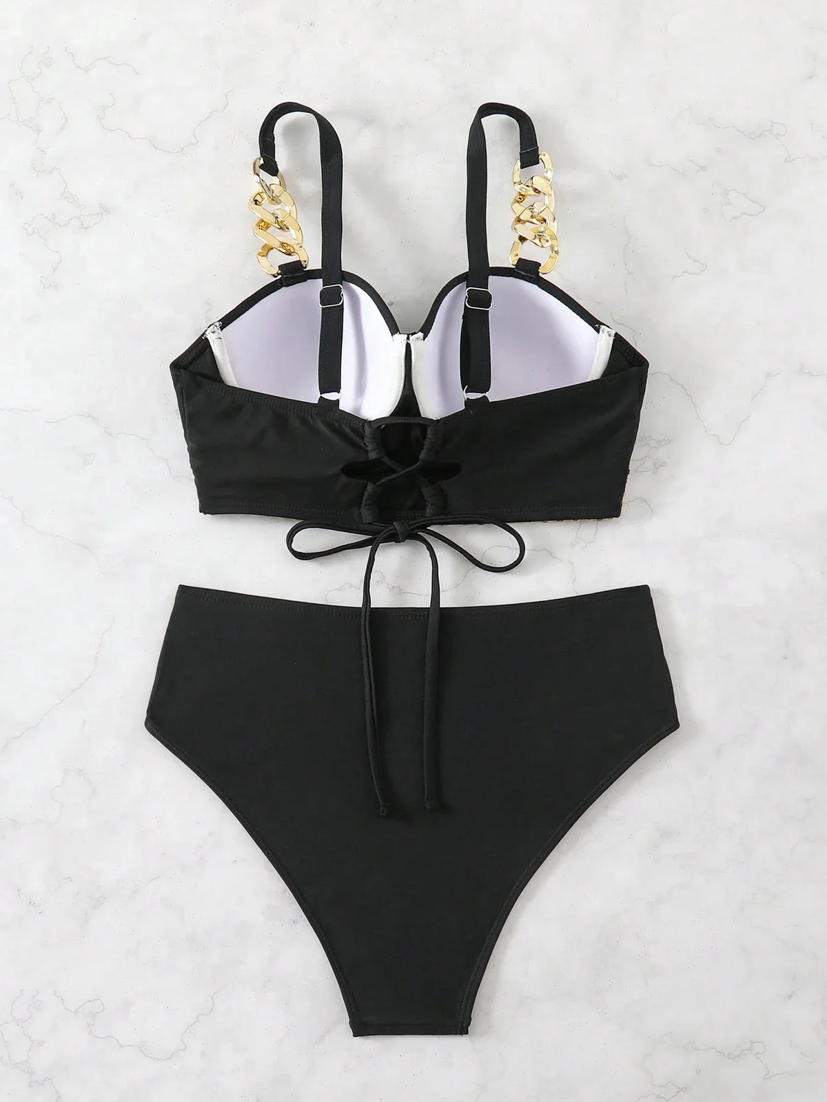 Biquíni Decote Quadrado Push-Up Bloco de Cores