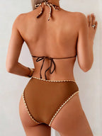 Biquíni Floral Triangular Amarração Tie Back Cintura Baixa
