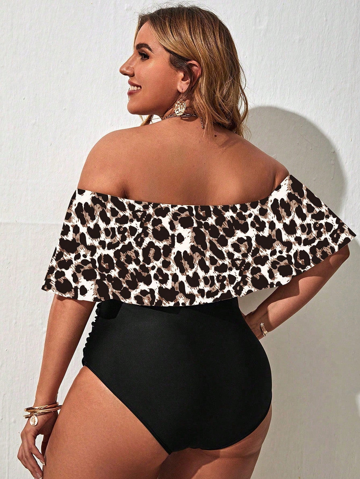 Biquíni Plus Size Alça Ombro a Ombro Animal Print