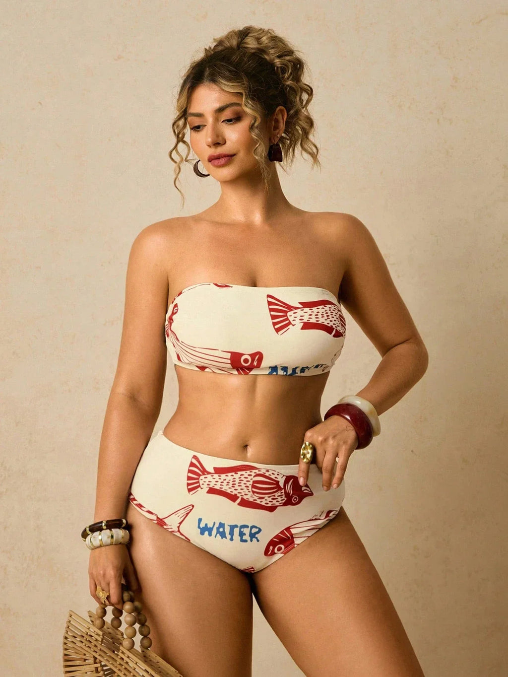 Biquíni Plus Size Assimétrico Estampa Gráfica