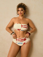 Biquíni Plus Size Assimétrico Estampa Gráfica