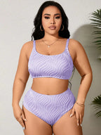 Biquíni Plus Size Estampa Ondulada Cintura Alta