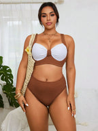 Biquíni Plus Size Bloco de Cores Alças Grossas