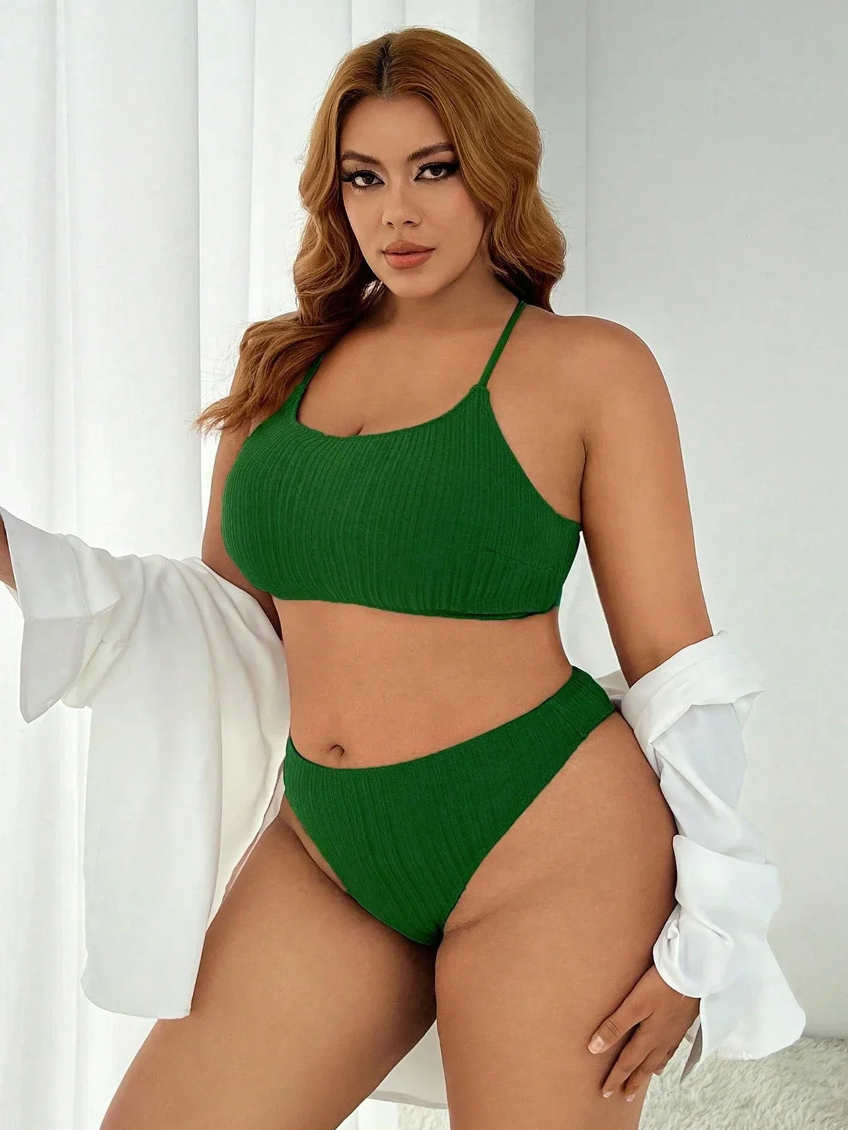 Biquíni Plus Size Canelado Luz da Orla com Ziguezague — fotografia 1 | Mar & Pérola