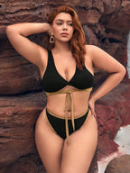 Biquíni Plus Size Decote V Torcido Cintura Alta