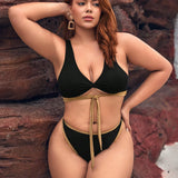 Biquíni Plus Size Decote V Torcido Cintura Alta