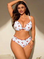 Biquíni Plus Size Decote V Frente Única Contraste