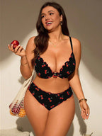 Biquíni Plus Size Decote V Frente Única Contraste