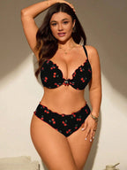 Biquíni Plus Size Decote V Frente Única Contraste