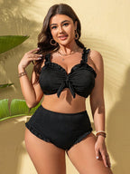Biquíni Plus Size Fivela Maré de Verão com Plissado — fotografia 5 | Mar & Pérola