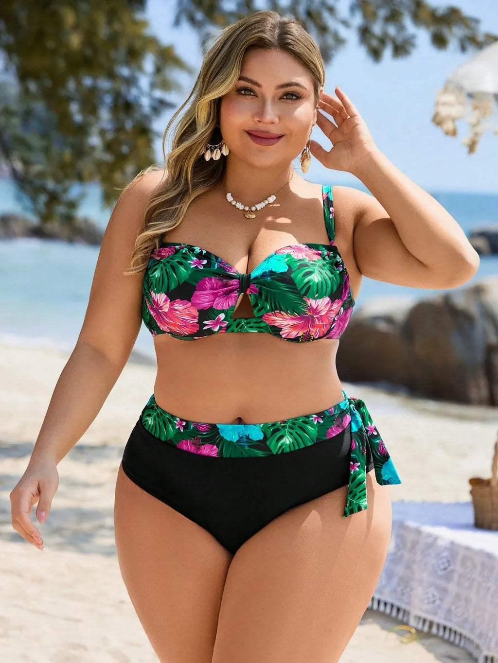 Biquíni Plus Size Texturizado Babado