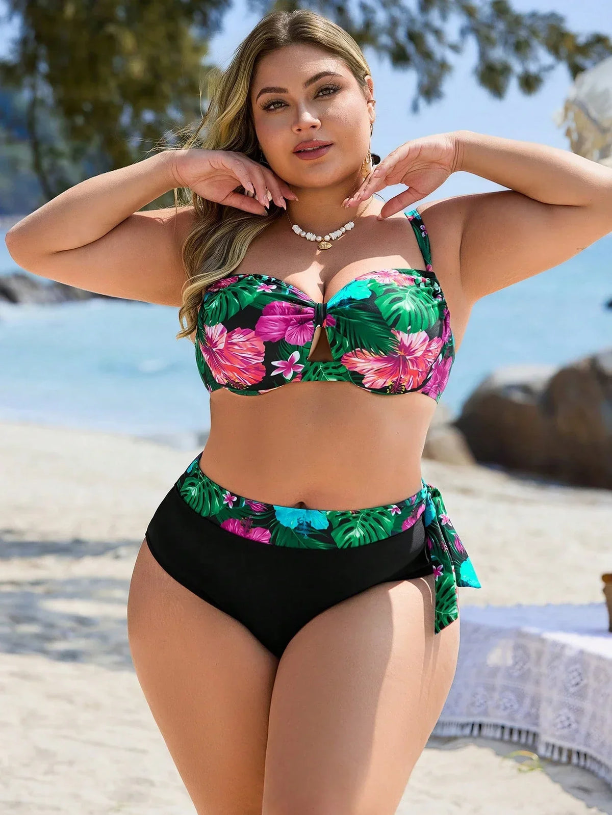 Biquíni Plus Size Texturizado Babado