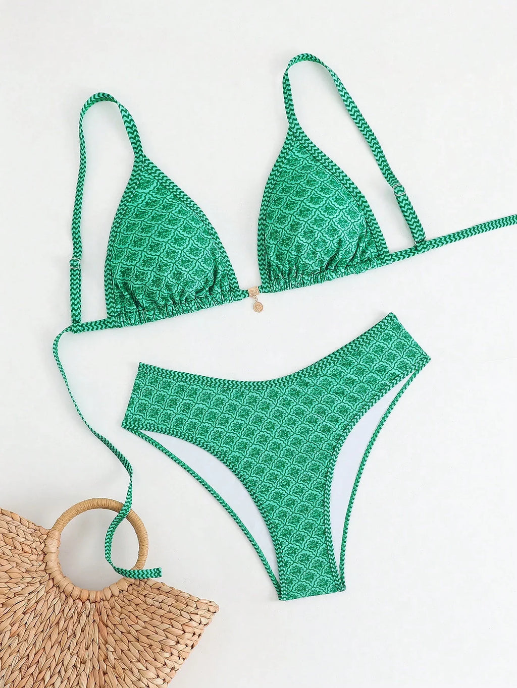 Biquíni Plus Size Triângulo Boho Tie Back