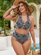 Biquíni Plus Size Zebrado Decote Frente Única