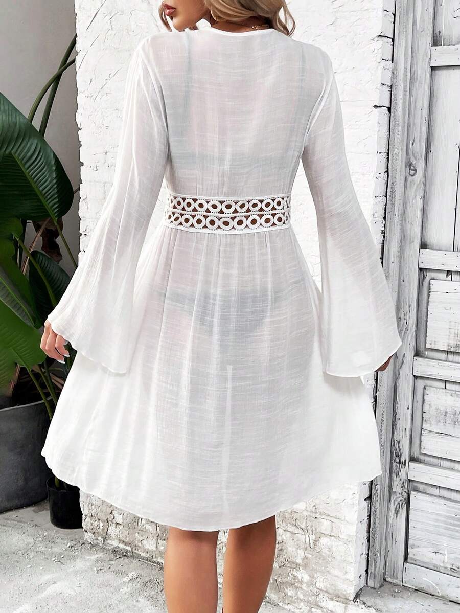 Kimono Renda Vazada Amarração Frontal