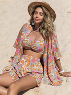 Conjunto 3 Peças Kimono Floral Boho Flor de Maré — fotografia 1 | Mar & Pérola