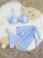 Conjunto Biquíni 3 Peças Azul Maré de Verão com Decote nas Costas — fotografia 2 | Mar & Pérola