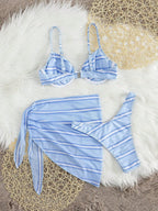 Conjunto Biquíni 3 Peças Azul Maré de Verão com Decote nas Costas — fotografia 3 | Mar & Pérola