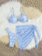 Conjunto Biquíni 3 Peças Azul Maré de Verão com Decote nas Costas — fotografia 4 | Mar & Pérola