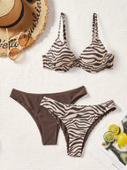Conjunto Biquíni 3 Peças Zebrado Costa Selvagem com Amarração nas Costas — fotografia 1 | Mar & Pérola
