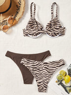 Conjunto Biquíni 3 Peças Zebrado Costa Selvagem com Amarração nas Costas — fotografia 2 | Mar & Pérola