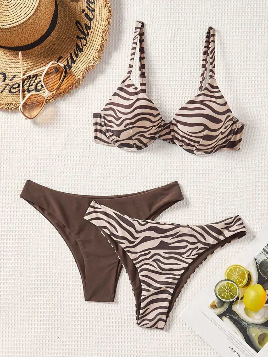 Conjunto Biquíni 3 Peças Zebrado Costa Selvagem com Amarração nas Costas — fotografia 4 | Mar & Pérola