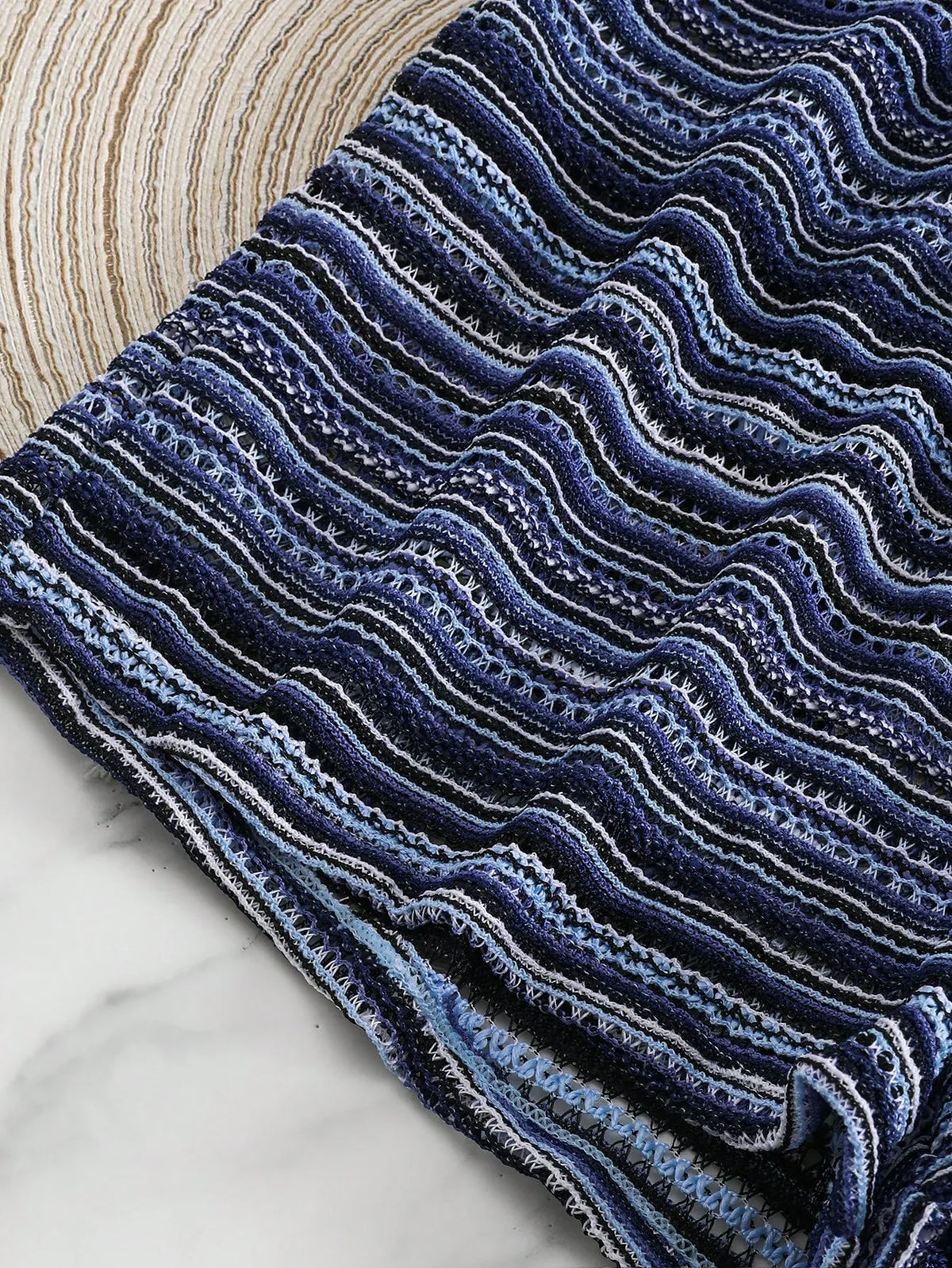 Conjunto Biquíni Boho Capa Crochê 3 Peças Listrado