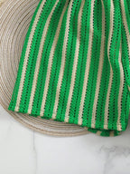 Conjunto Biquíni Boho Capa Crochê 3 Peças Listrado