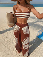 Conjunto Biquíni Boho Contas Top Longo Calça Larga