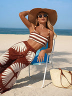 Conjunto Biquíni Boho Contas Top Longo Calça Larga