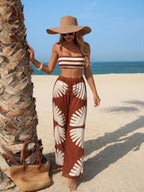 Conjunto Biquíni Boho Contas Top Longo Calça Larga