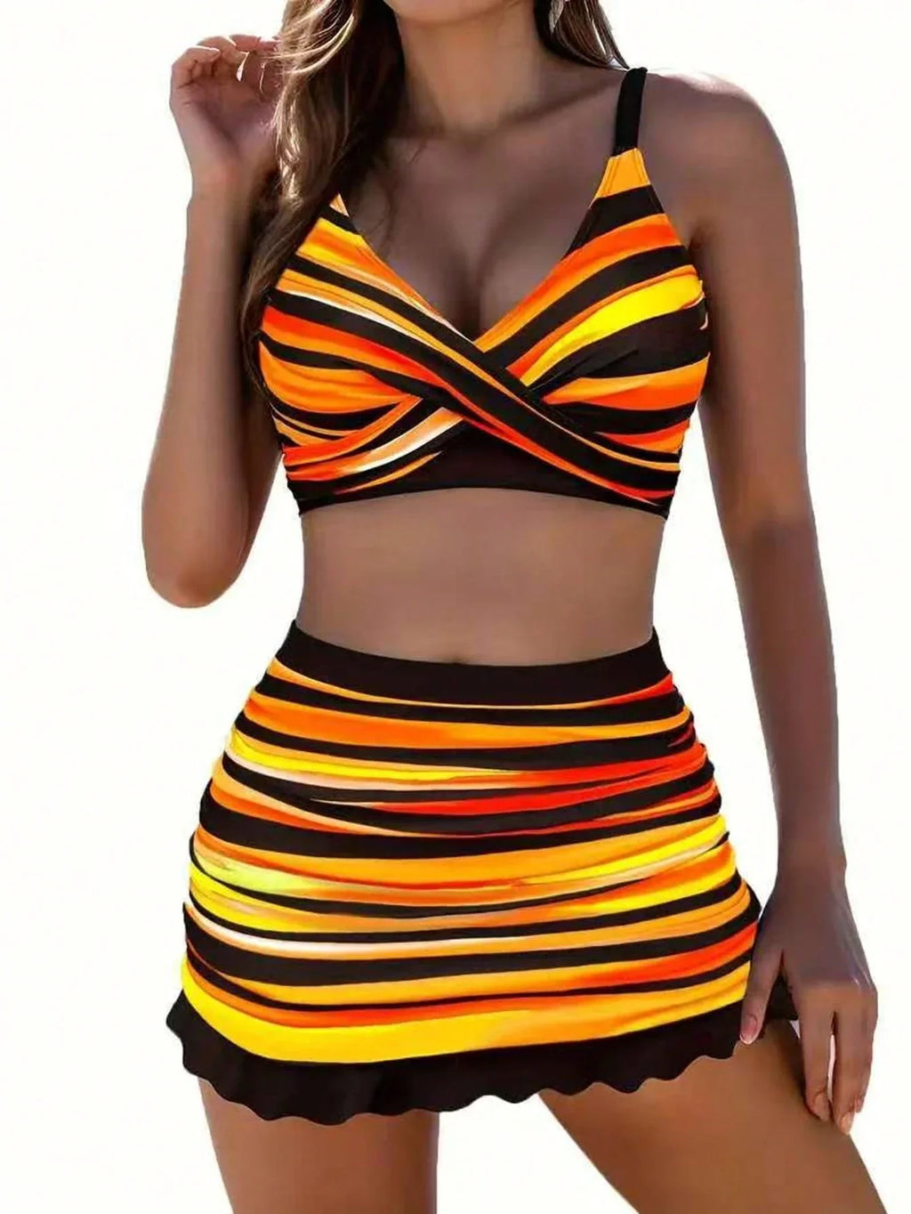 Conjunto Biquíni Boho Ziguezague Decote V Torcido