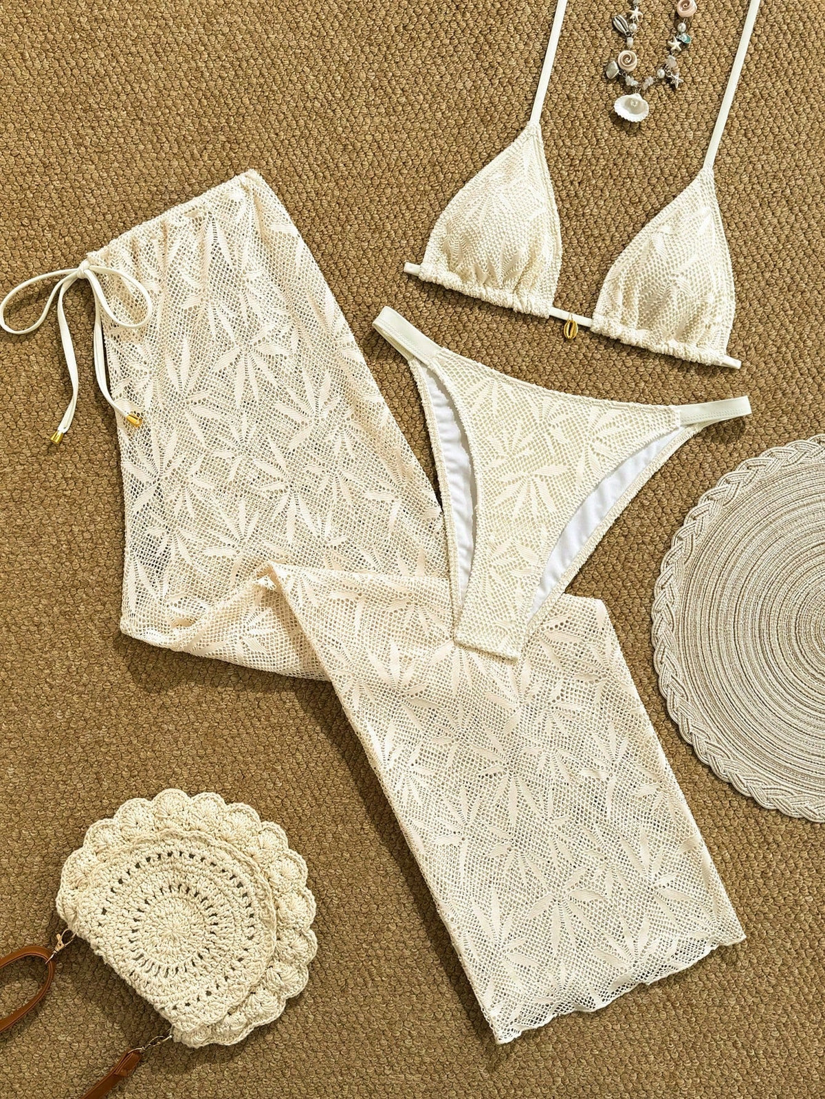 Conjunto Biquíni Floral Botões Calça Longa