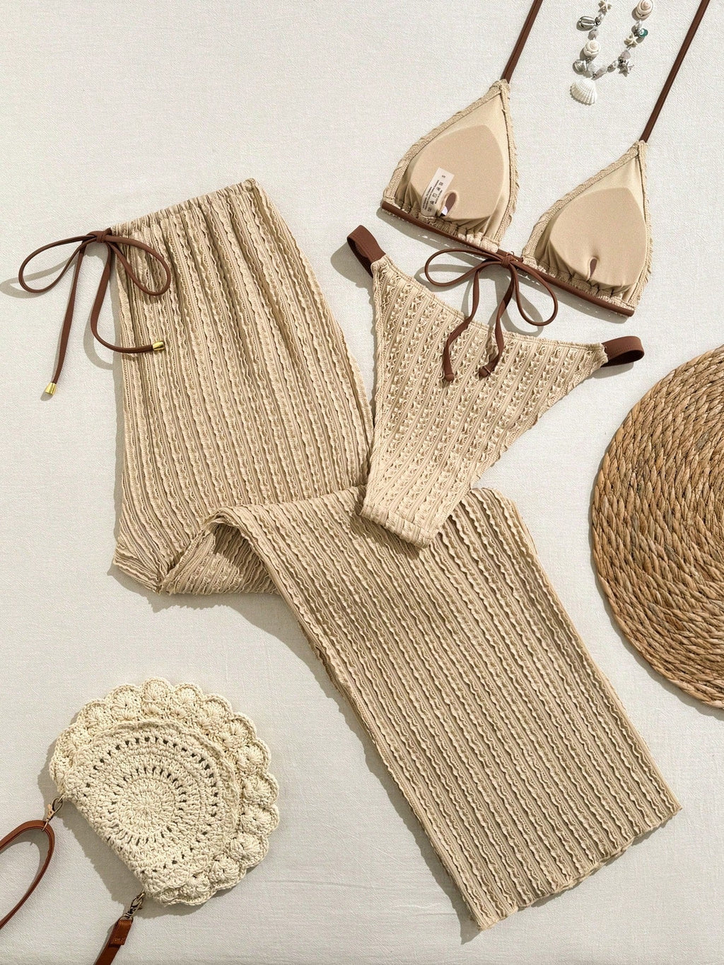 Conjunto Biquíni Floral Botões Calça Longa