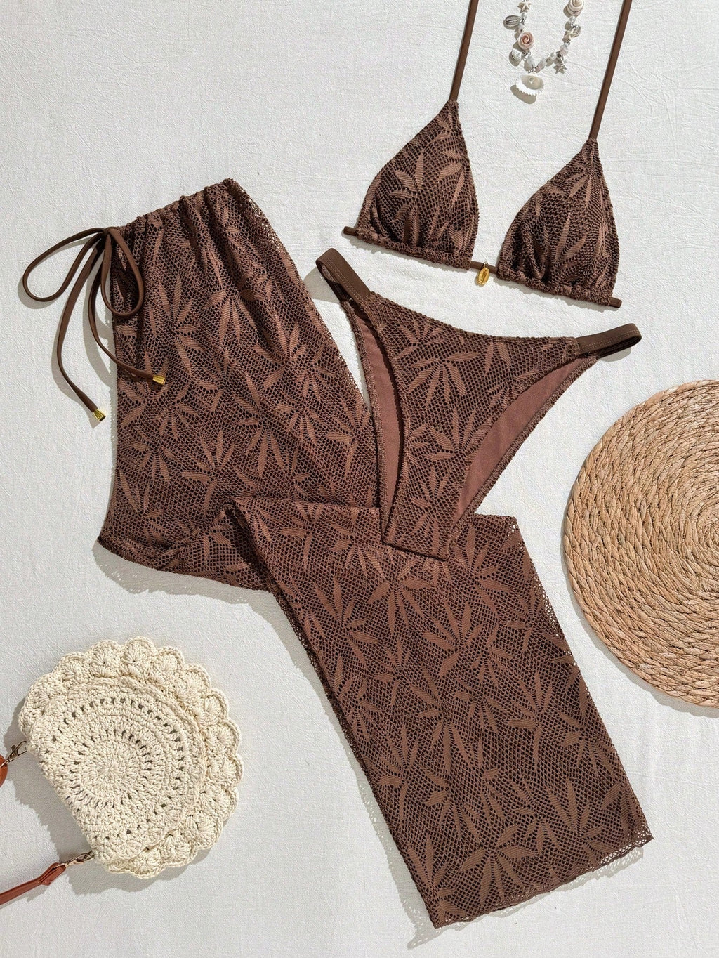 Conjunto Biquíni Floral Botões Calça Longa