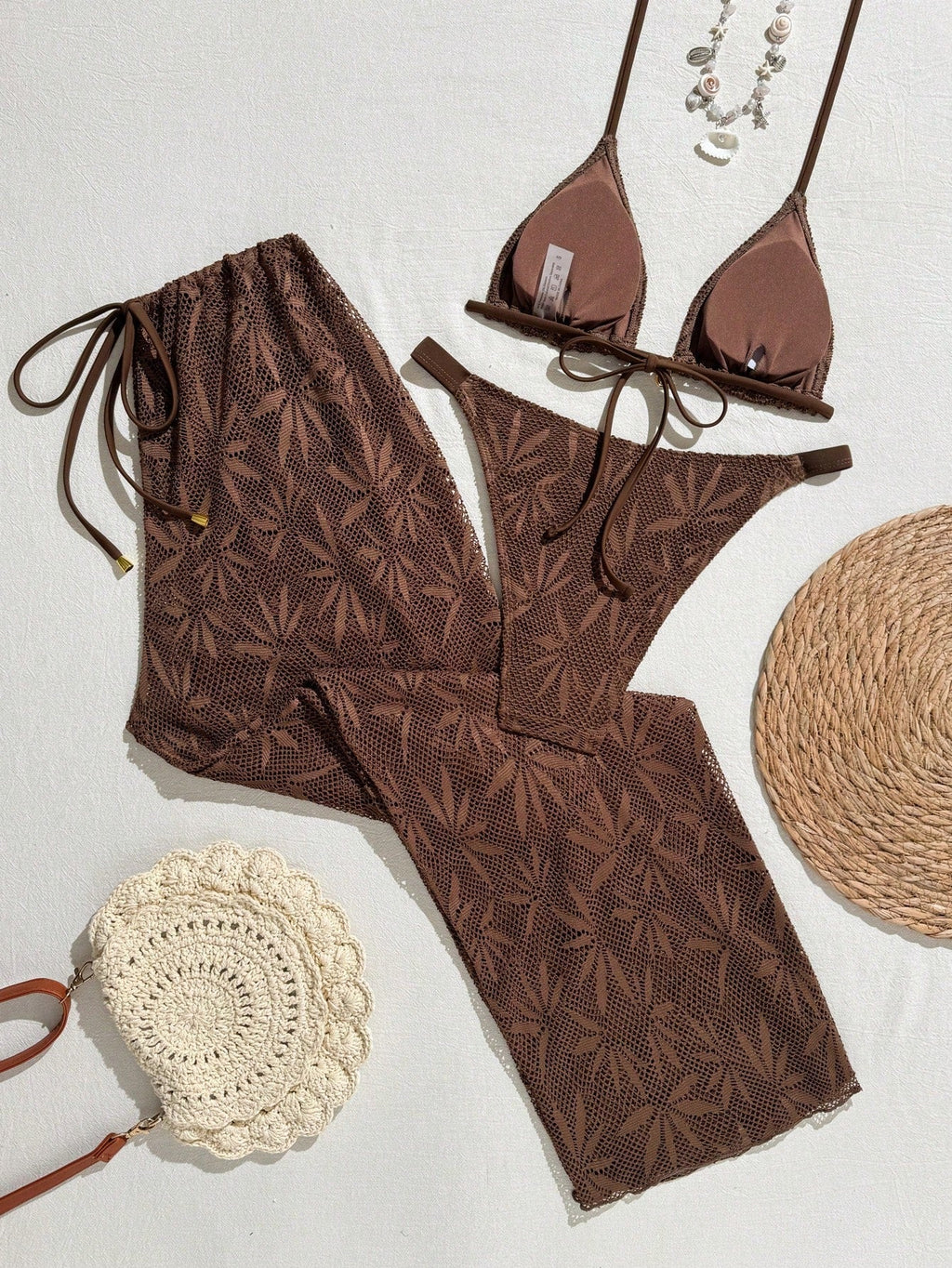 Conjunto Biquíni Floral Botões Calça Longa